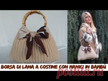 BORSA DI LANA A COSTINE CON MANICI IN BAMBÚ -  NUNZIA VALENTI