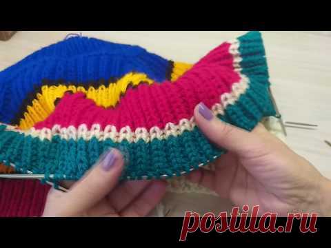 Пышная резинка простым способом по кругу. Вязание спицами.