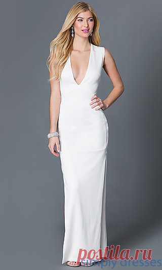 Plunging Neckline Floor Length Formal Dress