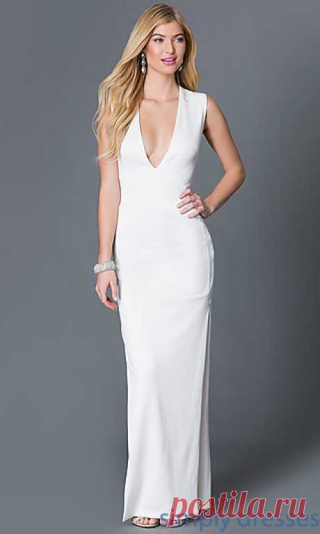Plunging Neckline Floor Length Formal Dress
