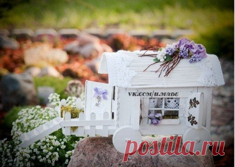 Домик на колесах из картона и палочек от мороженого - Декупаж - Рукоделие и творчество - Каталог статей - Рукоделие-мое хобби