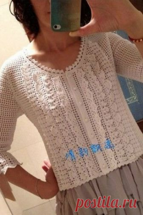 Как связать жакет крючком? 
Белый кружевной жакет связан крючком.
Схема вязания жакета крючком