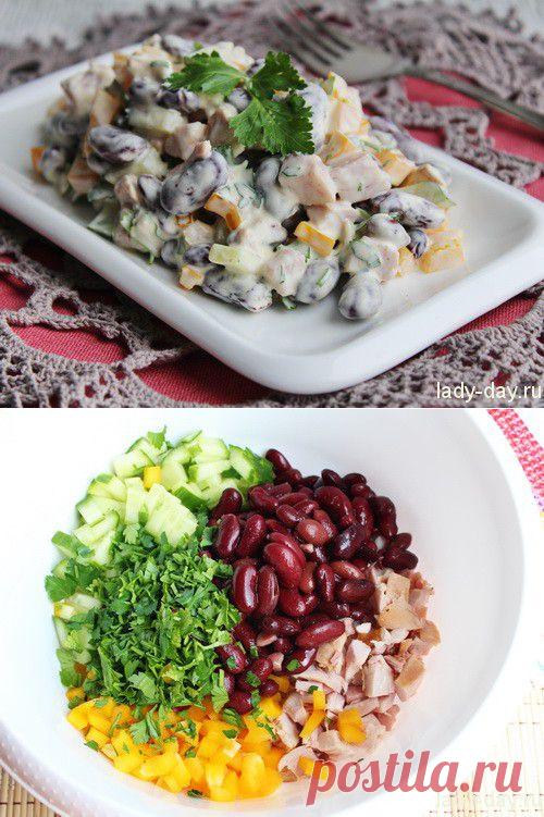 Салат с курицей и фасолью | Простые рецепты с фото