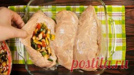 Мариную, фарширую и запекаю - получается куриное филе по-королевски!