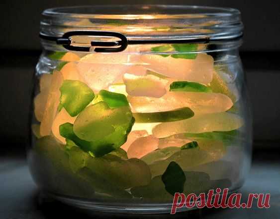 Подсвечник с морскими стеклышками, МК
