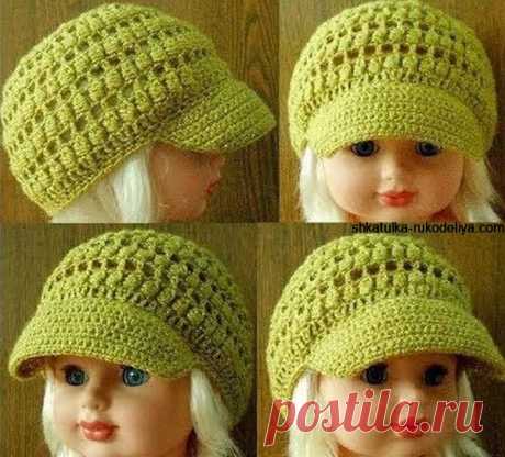 Кепка для девочки крючком Кепка для девочки крючком. Детская кепочка вязаная обьемными столбиками