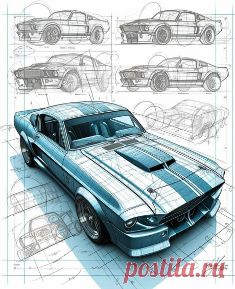 Рисунок. Ford Mustang. Shelby GT500. «Eleanor».