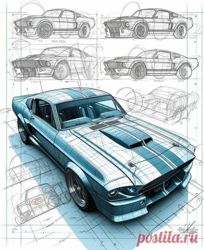 Рисунок. Ford Mustang. Shelby GT500. «Eleanor».