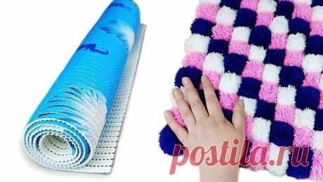 Sewing Ideas | ВЗЯЛА ДЕШЕВЫЙ КОВРИК ДЛЯ ДУША И СДЕЛАЛА ШИКАРНЫЙ ВОРСОВЫЙ КОВЕР!