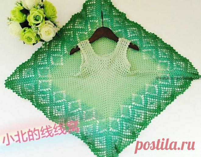 Платье крючком из пряжи секционного крашения. Меланжевое платье крючком схема | Шкатулка рукоделия