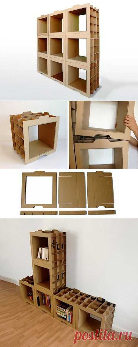 Стеллаж — книжные полки из картонных коробок | Умелые ручки