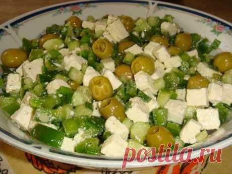Зелёный греческий салат с сыром фета рецепт с фото пошагово - 1000.menu