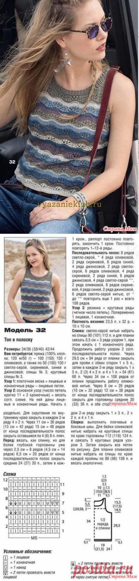 Топ волнистым узором - Вязание - Страна Мам