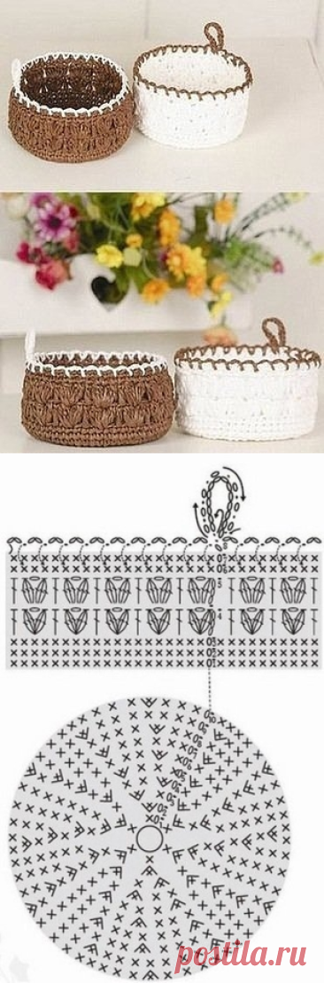 Вязаные крючком корзинки