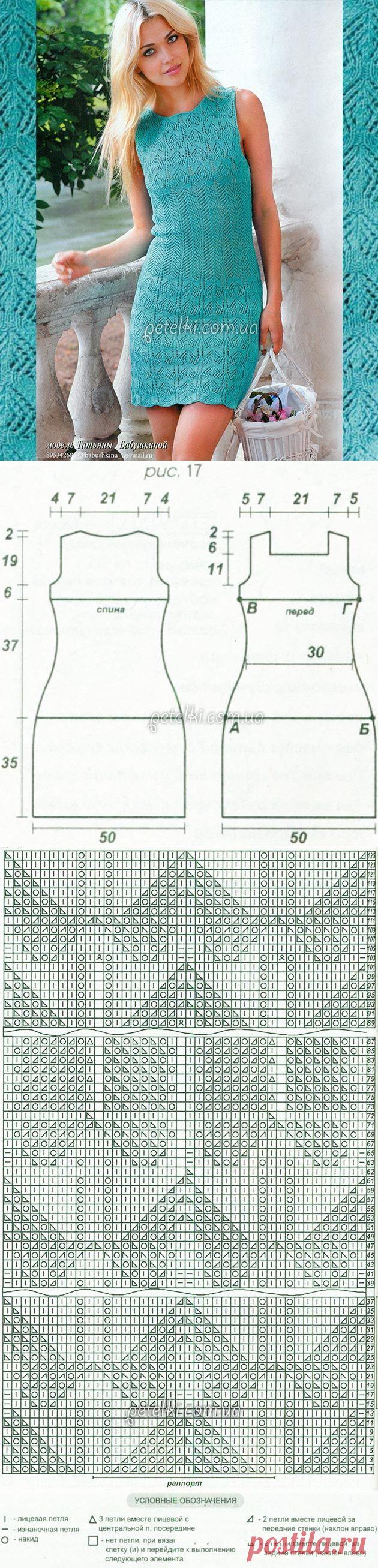 Мини-платье спицами. Описание, схема вязания