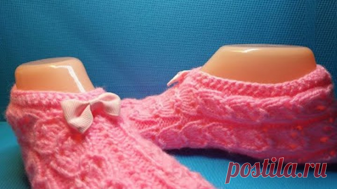 #796 ПРОСТЫЕ АЖУРНЫЕ СЛЕДКИ СПИЦАМИ /ТАПОЧКИ ИЗ КВАДРАТА