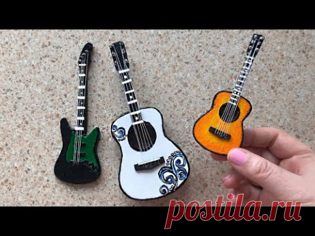 DIY Мини-гитара из картона | Идея из картона | Миниатюрная гитара