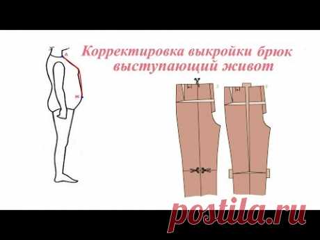 Корректировка выкройки брюк. Выступающий живот