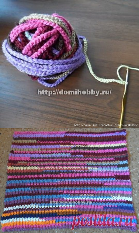 Вязание коврика из остатков пряжи