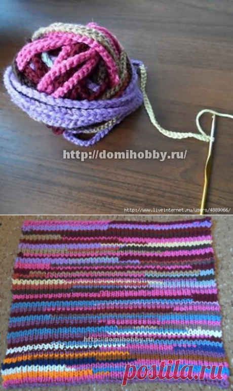 Вязание коврика из остатков пряжи