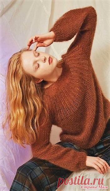 Мохеровый пуловер с круглой кокеткой. Спицы. - ВЯЗАНАЯ МОДА+ ДЛЯ НЕМОДЕЛЬНЫХ ДАМ - Страна Мам