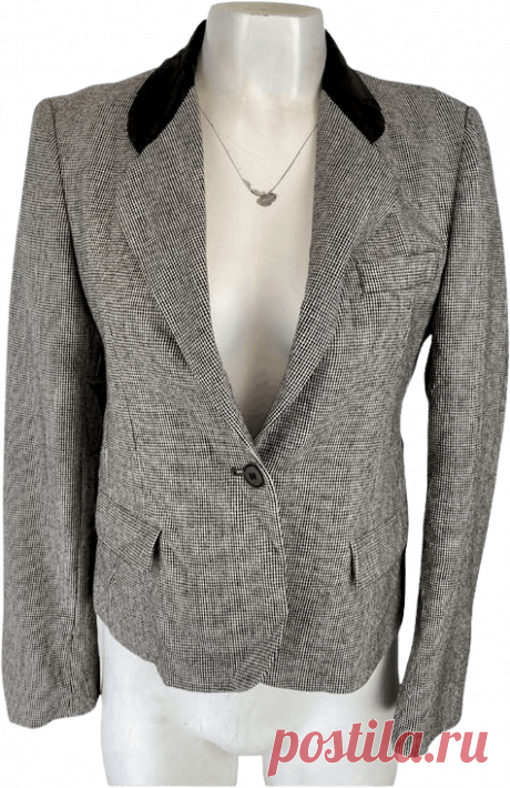 80’s Black and White Houndstooth Blazer with Velvet Collar by Evan Pic – Hip Lyke Junk LLC