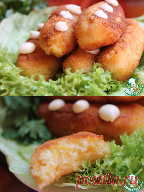 Картофельные колбаски с творогом и манкой.