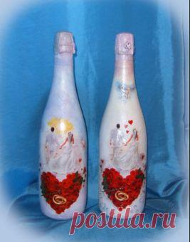 Декупаж свадебных бутылок | Мастер Поделок