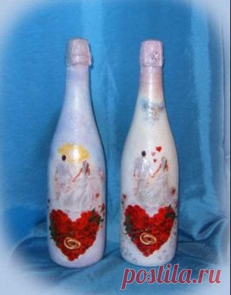 Декупаж свадебных бутылок | Мастер Поделок