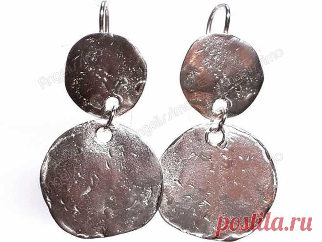 Серьги-зеркала из белого металла от Amorem