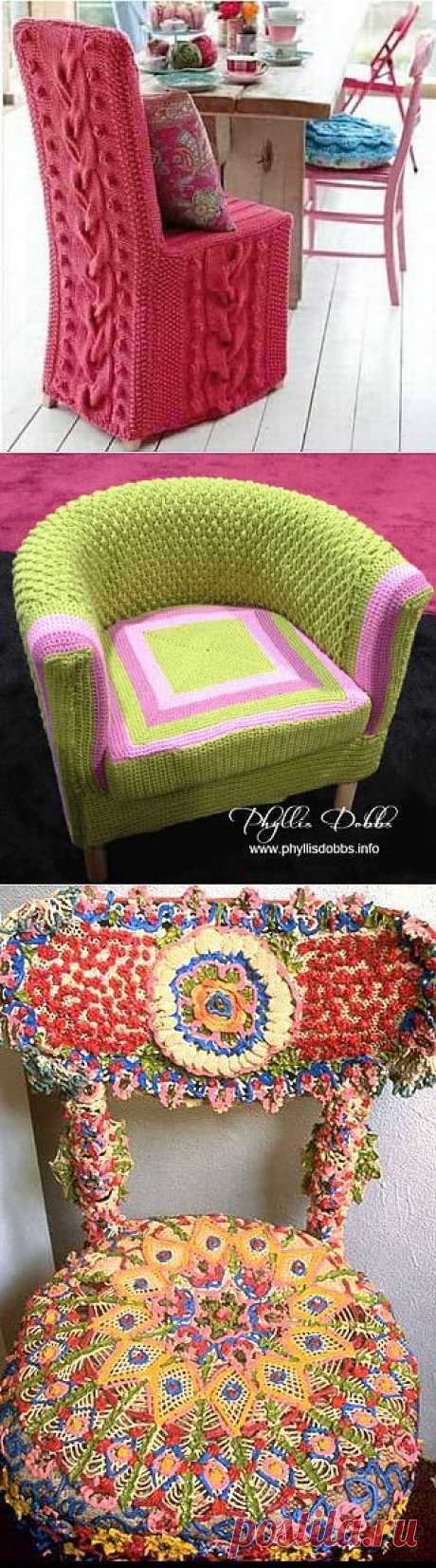 Вязаные чехлы на кресла