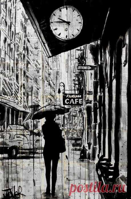 Город - старые газеты + тушь / Loui Jover