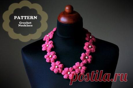 Crochet Pattern - Crochet Flower Necklace (Pattern No. 048) - INSTANT…