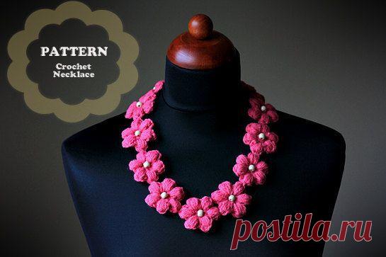 Crochet Pattern - Crochet Flower Necklace (Pattern No. 048) - INSTANT…