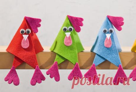 Poules en feutrine de toutes les couleurs - Loisirs créatifs à petits prix VBS Hobby Service