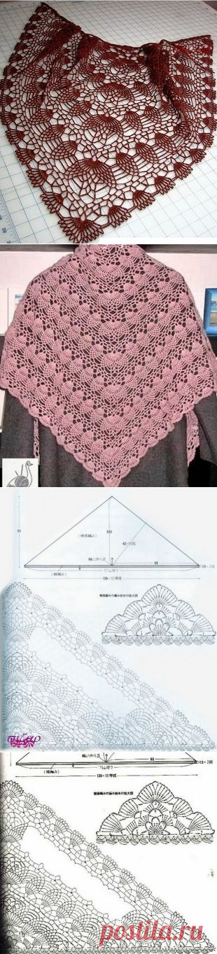 Схема вязания шали крючком