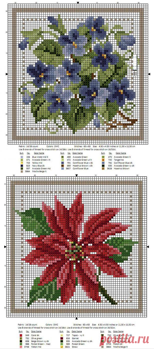 Схемы вышивки цветов