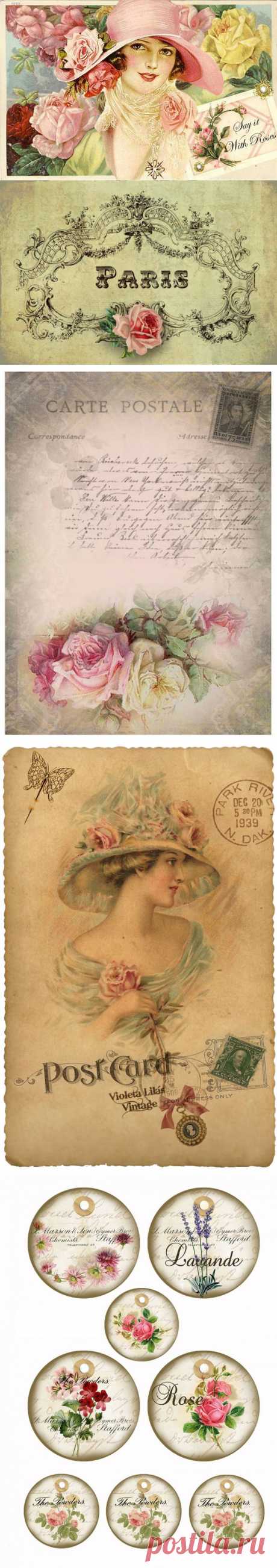 Винтажные картинки, бирки