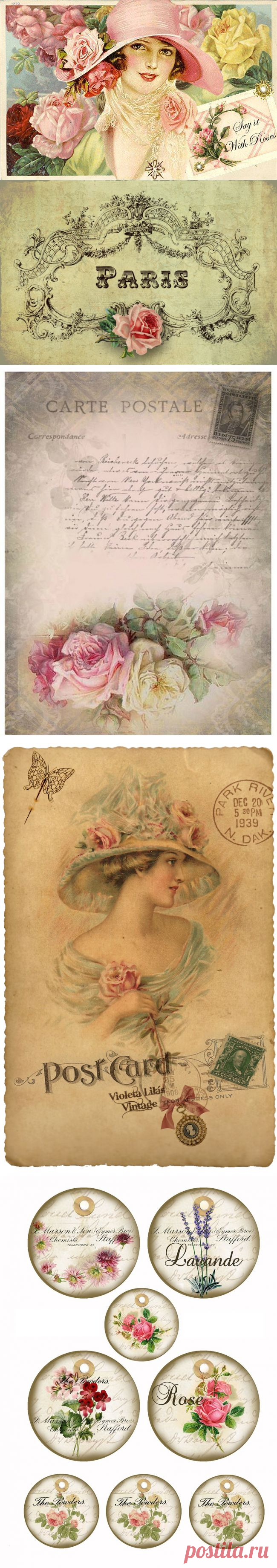 Винтажные картинки, бирки