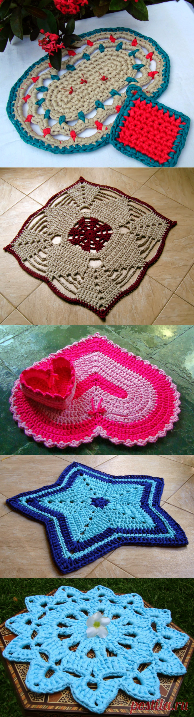 EU TAMBÉM CROCHETO...: Tapete em flor