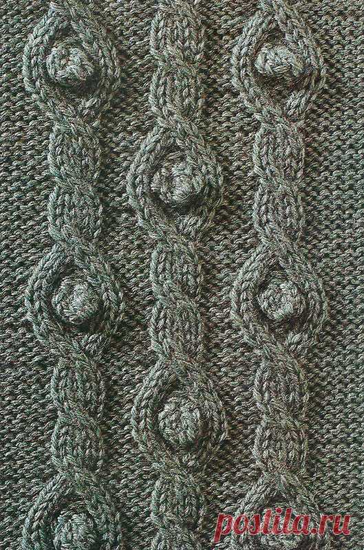 Узор № 48 - узорная полоска с косой. Схему вязания и условные обозначения вы сможете увидеть на сайте.