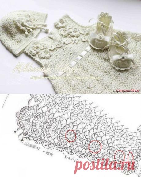 Комплект вязаный крючком для малышки в винтажном стиле