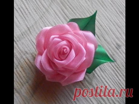 Цветы из ткани. Как сделать розу из атласной ленты.DIY Rose