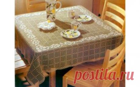 Филейная скатерть на квадратный стол Филейная скатерть на квадратный стол. Схема