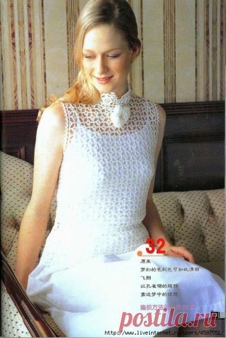 Белый ажур - топ крючком
