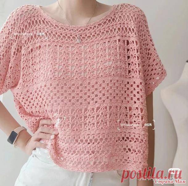 Персиковый джемпер свободного силуэта. - Все в ажуре... (вязание крючком) - Страна Мам