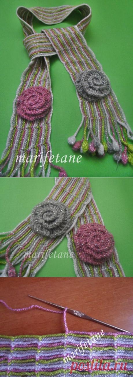 Подготовка крючком шарф крючком Сеть шарф | Marifeta к иглой кружева, и объяснительные модели