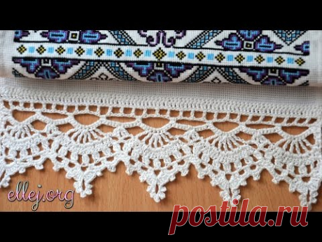 ♦ Кайма для рушника крючком • Как обвязать рушник • Кружево крючком • ellej