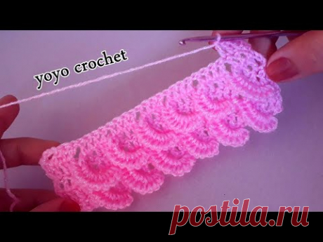 غرز كروشية : كروشية غرزة المراوح المجسمة سهلة للكثير من المشاريع - crochet stitches#يويو​ كروشية