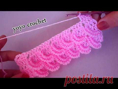 غرز كروشية : كروشية غرزة المراوح المجسمة سهلة للكثير من المشاريع - crochet stitches#يويو​ كروشية